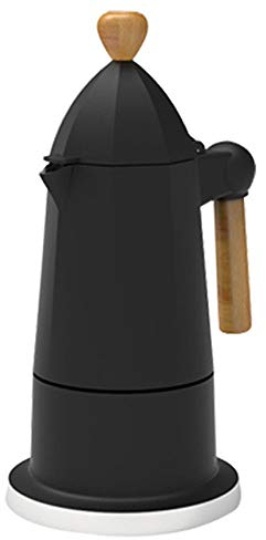 KUANDARMX Operazione Semplice Caffettiera Espresso Portatile Caffettiera Moka caffè Bollitore, Caffettiera Classica in Lega di Alluminio, Adatta per Cucine a Induzione Regalo, Black, 6 Cup
