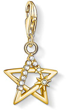Thomas Sabo damer berlock stjärna med stenar charm klubb 925 sterlingsilver, 2,4 x 1,3 cm, Sterlingsilver Kubisk zirkonia Sterlingsilver Zirconium guld, Ej tillämpligt