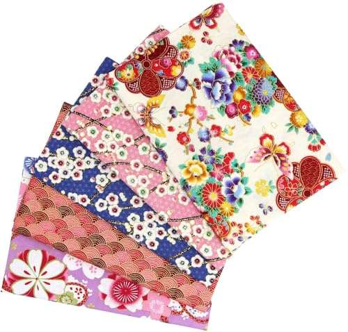 aufodara 5 piezas Tela algodón Telas Japonés Bronceadora Estampada Patchwork 50 x 50cm Cuadrada Algodón Para Coser DIY Telas Decorativas Costura Retales Tela Quilting Scrapbooking (Rosado Azul)