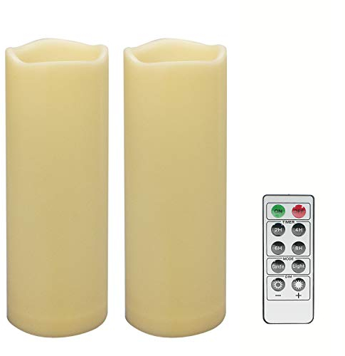 2 pz 7,6 cm x 20,3 cm impermeabile a batteria esterna senza fiamma LED pilastro telecomando candele tremolanti resina plastica elettrica decorativa per lanterna giardino casa festa decorazione nozze