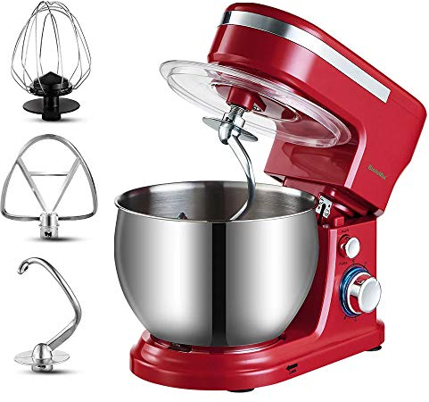 AIZYR Robot da Cucina per Dolci, Robot da Cucina con Ciotola Grande in Acciaio Inossidabile da 5 Litri, Frullino per Le Uova, Gancio per Impastare E Frusta in Acciaio Inossidabile,Au Plug