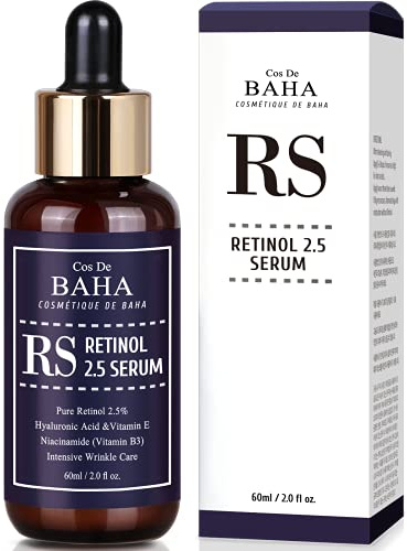 Cos De BAHA (RS) Retinol 2,5% Lösung Gesichtsserum mit Vitamin E - Gesichtskrepp-Löschen, Altersfleckenentferner, hochfeste Lösung für Gesicht ohne Rezept (60 m)