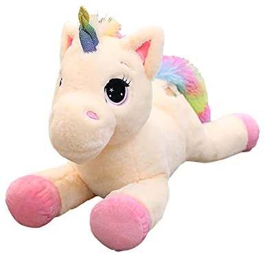 Trayosin Plüsch Einhorn Kuscheltier 40/60cm hoch Super Weiches Einhorn Kissen-Stofftier Süße Plüschtier für Kinder Mädchen Puppe Geschenk (Beige Rosa,40cm)