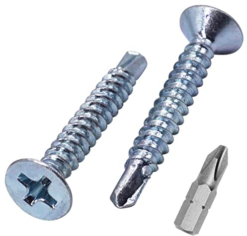 SKIR'CO Confezione da 100 viti autoperforanti DIN 7504 P in acciaio zincato 3,5 x 25 mm per metallo, viti per lamiera a testa svasata