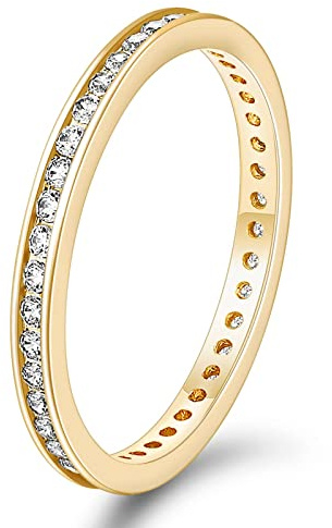 Titaniumcentral Eternity Ring Damen Zirkonia Vorsteckring Schmal Ewigkeitsringe Verlobungsringe Eheringe Memoire Ringe 2.5mm