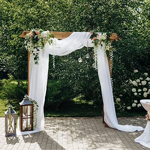 White Wedding Arch Draping Fabric, 63 x 32Ft Wedding Arch Drapes Tulle Fabric Drapery Sheer Backdrop Curtains for Wedding Ceremony Arch Stage Party Ceiling Décor