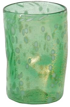 Wave Murano Glass - Tumbler in Vetro di Murano con Foglia d'Oro o d'Argento, Realizzati a Mano - Lusso Italiano per la Tua Tavola Descrizione del prodotto (verde e oro)