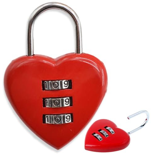 Lucchetto a forma di Cuore Dimensioni 4x5,5cm - Regalo San Valentino 2025 - Ideale per Valigia Armadietto Cancello Accessorio Decorativo - Regalo Romantico (ROSSO)