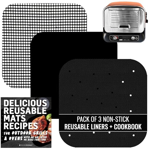 INFRAOVENS Reusable Liner Accessories for Ninja Woodfire Pizza Oven 8-in-1 Outdoor Smoker BBQ, Non-Disposable Non-Stick Grill Mats for Wood Fire Pizza Stone Electric with Pellets, OO100 OO101 OO101B
