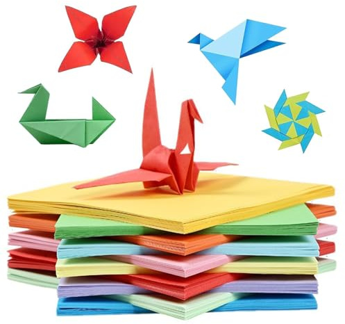Origami-Papier, 200 Blatt Buntes Papier, Farbiges Faltpapier in 10 Leuchtende Farben, 17 X 17 cm Bastelpapier Bunt/ Bastelpapier Zweiseitig /Buntpapierset für Diy Origami und Bas