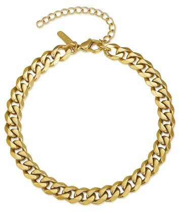 MARLION JEWELS Pulsera clásica de hombre de eslabones. Pulsera de acero quirúrgico bañada en oro/plata para hombre, ideal para regalo del día del padre, cumpleaños, aniversario. Joyería hombres