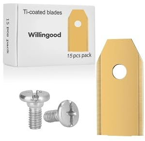 15 cuchillas de titanio, cuchillas de repuesto para todos los robot cortacésped Gardena Husqvarna Automower, cuchillo para robot cortacésped con aleación de titanio y carburo de titanio, hoja de