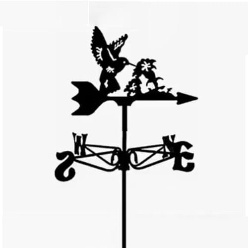 Wetterfahne mit Kolibri-Silhouette, kreativer Retro-Windrichtungsanzeiger, klassisch, schwarz, für Garage, Garten, Scheune, Dach, Dekoration, exquisit, langlebig und praktisch