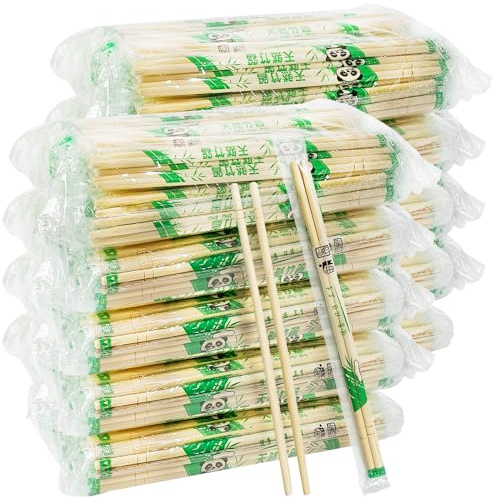 UEJYWUY 1000 Pairs 8 Inch Disposable Chopsticks, Separated Sleeved Individually Wrapped Disposable Bamboo Chopsticks, Bamboo Wooden for Noodles, Sushi, Asian Food
