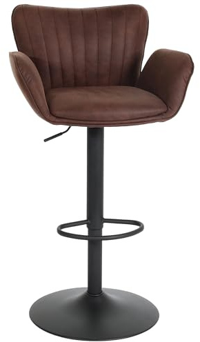 Mendler Barhocker HWC-M67 Stoff - Dunkelbraun Fuß schwarz