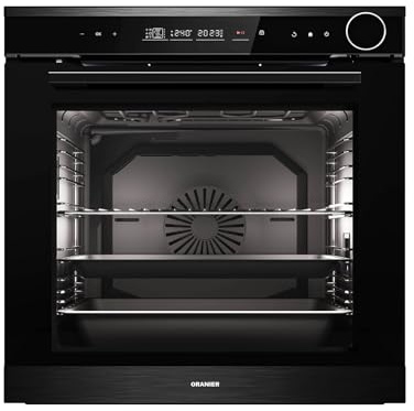 Oranier Dampf-Backofen EBD830 autark schwarz 80 Liter Garraum - Soft-Close Tür - Touch-Control - Pyrolyse Einbaubackofen mit 14 Funktionen
