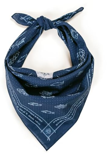 WHTE MOSS Bandana – 100% Cotton Kerchief, Soft Outdoor Head Scarf for Men & Women (Lucky Angler Blue)