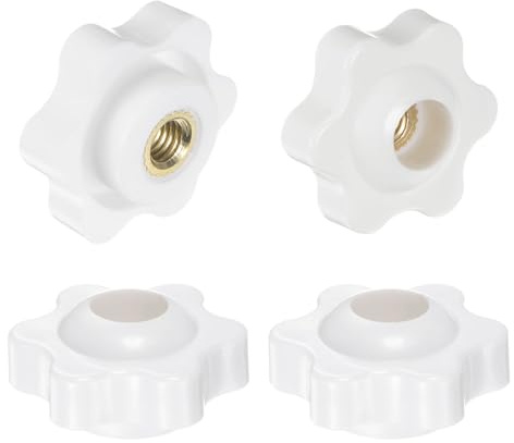 QUARKZMAN 4 Stück Sterngriffmutter M5 Flügelmuttern mit Gewinde, Rändelmutter Handgriff Durchgangsloch Klemmmutter 25mm Spannknopf für Maschinen Anlagen Fitnessgeräte, Weiß