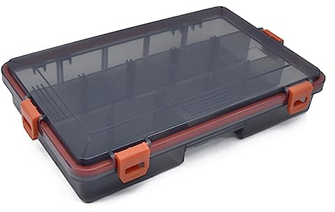 Fiskeutrustning dubbelsidig plastfiskedrag låda, organisatör, transparent förvaringsbox fiskefodral lockbox förvaringsfodral för fiskekrok små tillbehör orange