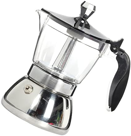 JDGEU Brauen Ml über Perkolator Haushalt Camping Espresso Tasse Top Herd Cafe Herd Server Edelstahl Tropf bedienen Topf Latte Induktion sichtbare Kapazität Hand Stahl kubanisch/146