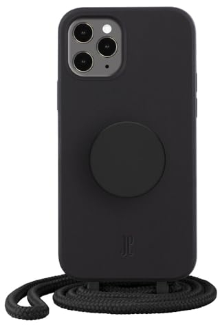 Just Elegance x PopSockets kompatibel mit iPhone 11 Pro Max - Handyhülle mit Band - Schutzhülle mit Kette - Abnehmbarer Kordel (Black)