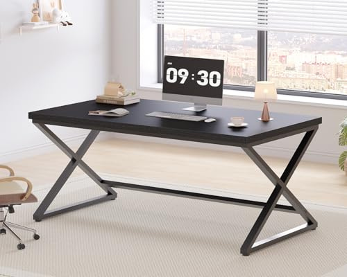 IBF Schwarz Schreibtisch Eiche PC Tisch Gaming Moderner Bürotisch 152 cm | Computertisch Bürotisch Schreibtisch klein aus Holz Eiche für Gaming PC Büro Homeoffice Arbeitszimmer