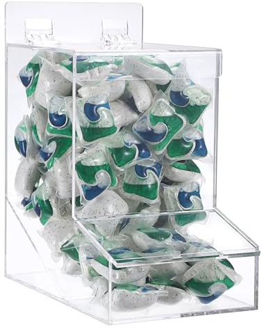 Sumnacon Acrylic Dispenser with Lids, Clear Wall Container for Laundry Pods/Candy/Plastic Bags/Earplugs, Dishwasher Pod Holder for Kitchen Sink Cabinet Door
