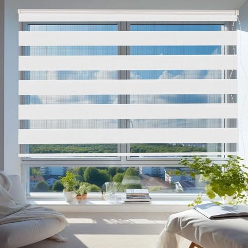Verdunkelungsrollo Klemmfix 55 x 240 cm Hitzeschutz Energiesparend Sonnenschutz Verdunkelungsrollo Inkl. Zubehör für Fenster Und Tür, Weiß