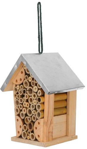 MERRYHAPY Insektenhotel Aus Holz Wetterfestes Hängendes Bienenhaus Und Schmetterlingshaus Für Garten Naturnahe Für Insekten Und Nützlinge