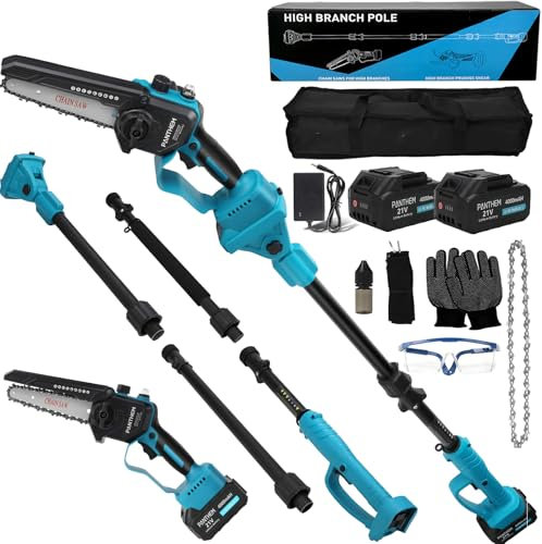 Akku Hochentaster Ast Kettensäge Profi-Astsäge für Makita 18V, 2 IN 1 Mini 6 zoll Akku Kettensäge und Teleskop with panthem akku 21V 4000mAh Elektro Hochentaster Astsäge Arbeitshöhe bis 4,5m
