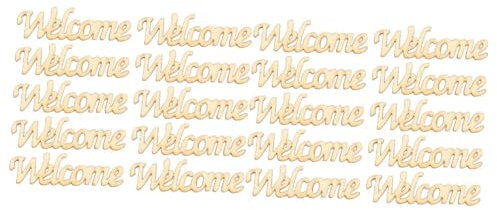 VILLCASE 60 Pcs Copeaux De Bois De Bienvenue Mot De Bienvenue Décoration De La Maison Panneaux De Porte D'Entrée Mot De Mariage Artisanat Découpe De Bienvenue Signe De Mariage Rustique