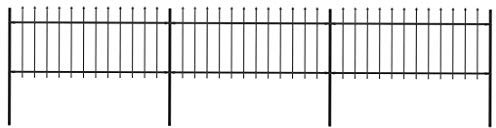 Gartenzaun Speerspitze Stahl 510 x 130 cm Schwarz dekorativ stabil sicher Montagezubehör für Garten Eingang Zuhause