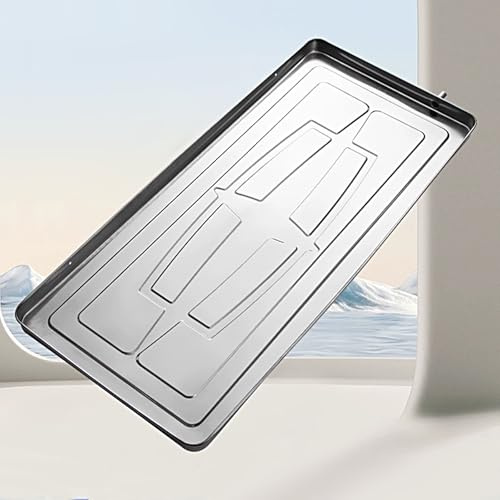 CXLXBRZD Bac Condensat Pompe a Chaleur, Bac de Vidange pour Unité AC, Bac Condensat Clim, Galvanisé, pour Systèmes de Climatisation Split Universels à Pompe à Chaleur(93x44x3.5 cm)