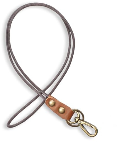 Lnngub Cordon en cuir rétro pour badges d'identité, clés (35 cm, marron)