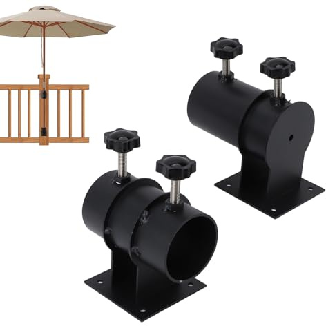 Gsycle Adjustable Patio Umbrella Holder, Heavy Duty Metal Umbrella Mount Deck Shade Stand Bracket for Outdoor Deck Railings Balcony