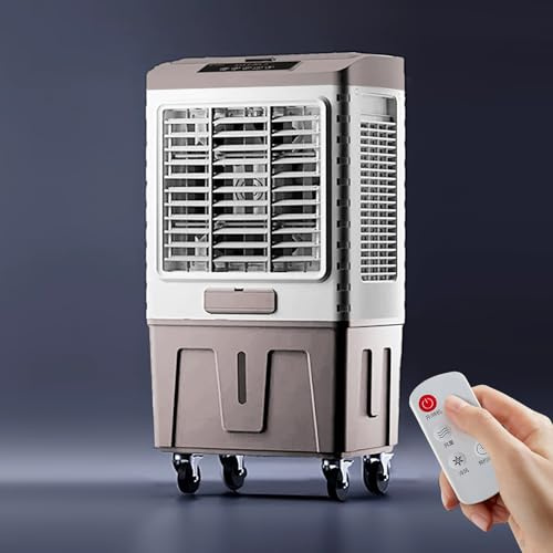 Climatiseur mobile sans évacuation, Rafraichisseur d'air réservoir de 50 L, télécommande, Oscillation à 120°, 3 Vitesses