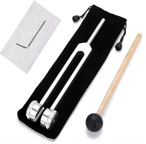 Stimmgabel-Set für Klangheilungstherapie und Chakra-Balance, 128 Hz, Aluminium-Meridian-Werkzeug mit Reflexhammer und Zubehör