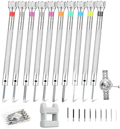 21 PCS Watch Screwdriver Set, Glasses Screwdrivers Precision Watchmakers Screwdriver Set with Demagnetizer Small Screwdrivers Sets, Watch Tools Suitable for Watches Glasses Jewelry Repair