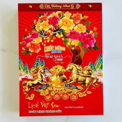 Asian Vietnamese Chinese New Year Daily Wall Mountted Calendar Lich Bloc Treo Tuong Size Ngay Lanh Thang Tot (Small 5Wx7H)