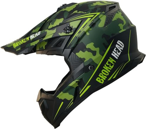 Broken Head Motocross-Helm Squadron Rebelution Camouflage | Leichter MX-Helm, Für Quad, Supermoto, Enduro, Motorradhelm MX - Mit Doppel-D & Ratschenverschluss - Verschiedene Farben