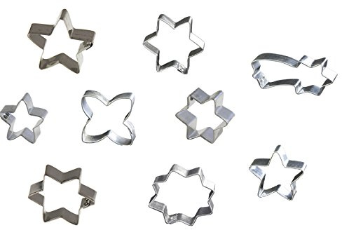 LARES Ausstecher/Ausstechformen Sets - aus Weißblech - perfekt für Kekse, Plätzchen und Fondant - Motiv: Sterne (9-teilig) - Made in Germany