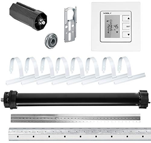 NOBILY Rolladen-Komplett-Set für 60mm (SW60) Achtkantwelle Maxi-Rolladenmotor 20Nm + ZS1 Rolladen Zeitschaltuhr + Mechanik-Set, Gesamtlänge bis 2,75 Meter