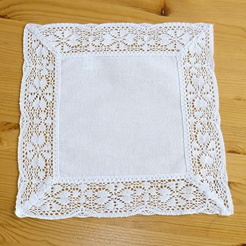 heimtexland Deckchen Weiß Landhaus Häkelspitze 30x30 Mitteldecke Tischdecke gehäkelt Typ521