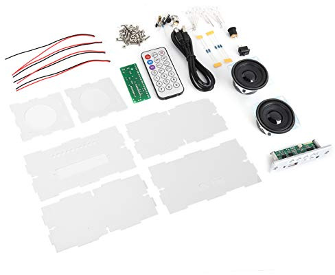 DIY Bluetooth Lautsprecherbox Bausatz mit Sound kontrollierter Lampe | 3Wx2 Magnetspeaker Bluetooth 5.0 Acryl durchsichtige Gehäuse Fernbedienung enthalten DIY Elektronik Bausatz