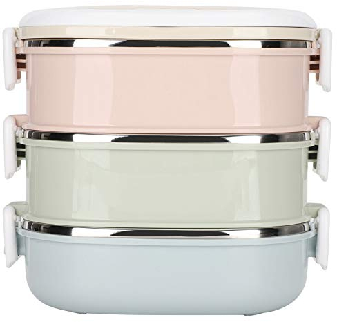 Fiambrera aislada, Fiambrera térmica de acero inoxidable, Fiambrera Portátil Recipiente térmico aislado de acero inoxidable para alimentos para estudiantes Niños Trabajo(3 Layer 2700ml)