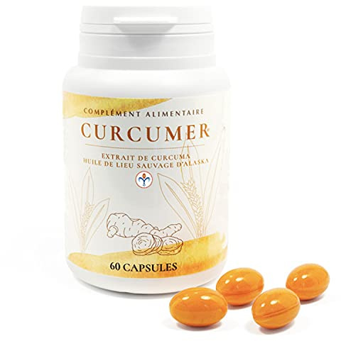 NUTRILYS - Curcumer® - Curcuma Longa Curcumin C3 Complex®, Sans OGM, Huile de Lieu Sauvage - 60 capsules - Pour le système immunitaire, une bonne santé des os et des articulations.