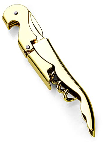 Drincarier Kellnermesser Professional Wine Openers, Upgraded Heavy Duty Edelstahl Wine Key,Classic All-in-one Corkschreck, Flaschenöffner und Foil Cutter (1Pack Gold)