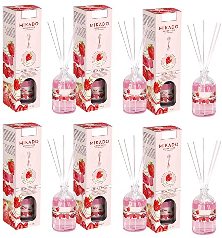 PACK6 MIKADO AMBIENTADOR 100ml FRESAS Y NATA(PLUS HOME)