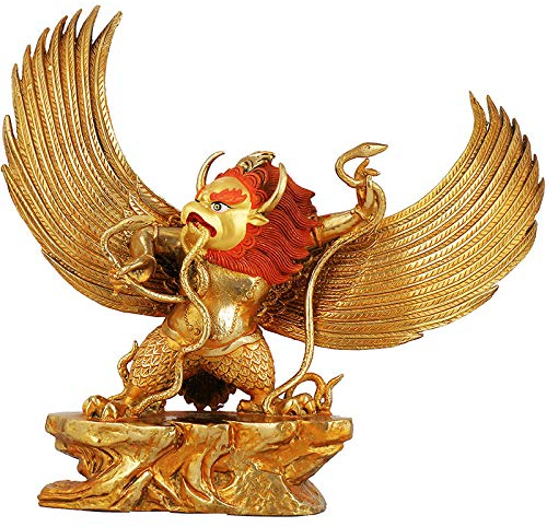 Koliyn Home Decoration Statue Figuren Ornament Gartenstatue, Bronze geflügelter Garuda Vogel Adler Buddha Statue Skulptur Neuheit Geschenk