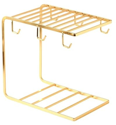 Uposao Tea Cups Display Stand, Saucer Display Stand Holder Iron Coffee Cup Rack Plate Water Cup Drain Rack Kitchen Storage Cup Rack for Restaurant Cafe Bar Kitchen